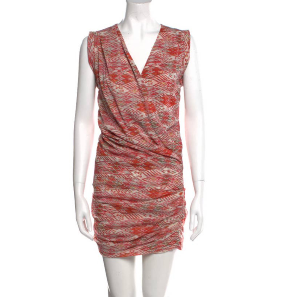 IRO Red Graphic Print Silk‎ Mini Dress